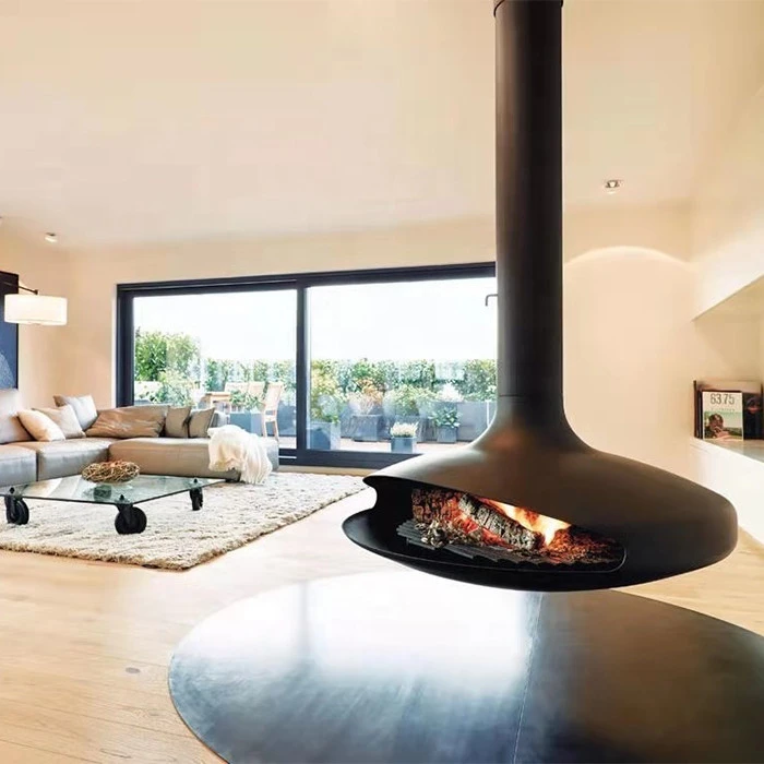 black hanging fireplace