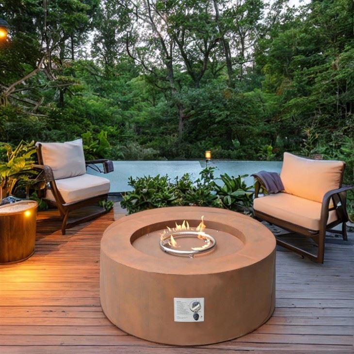 Stor rund rostig Corten Propane Firepit